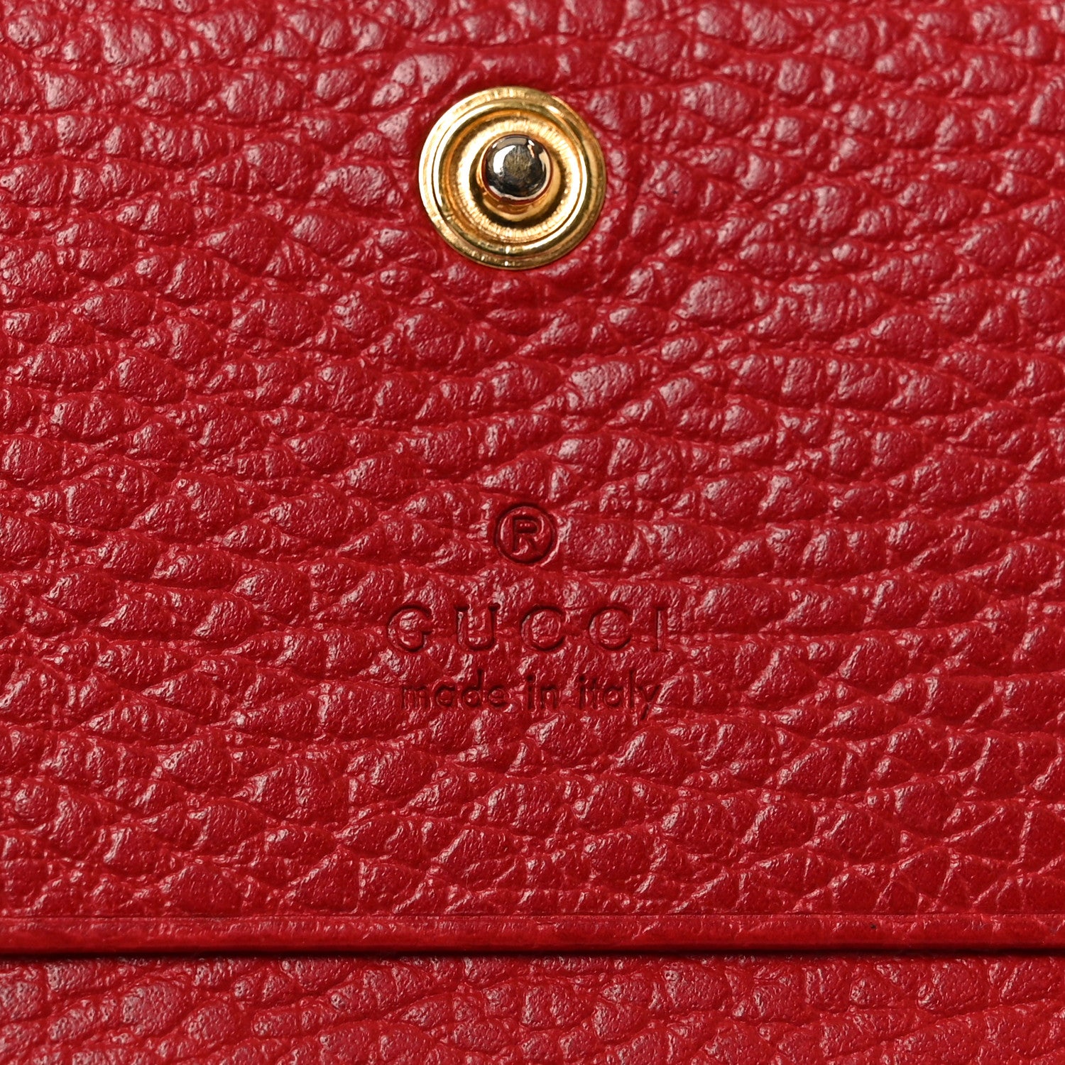 Gucci Pebbled Calfskin GG Marmont Card Case Hibiscus Red 6 of 8