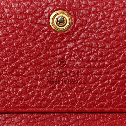 Gucci Pebbled Calfskin GG Marmont Card Case Hibiscus Red 6 of 8