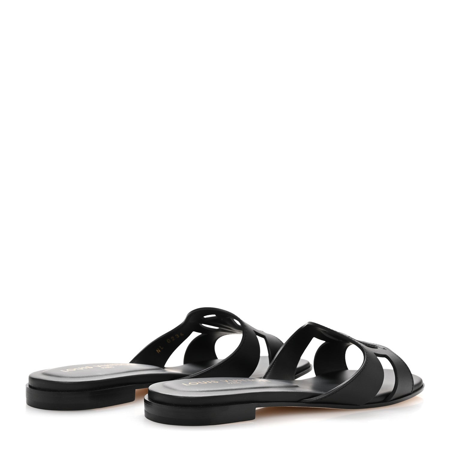Louis Vuitton ブラックサンダル サイズ0.90 Louis Vuitton Calfskin LV Isola Flat Sandals 38 Black 1686990