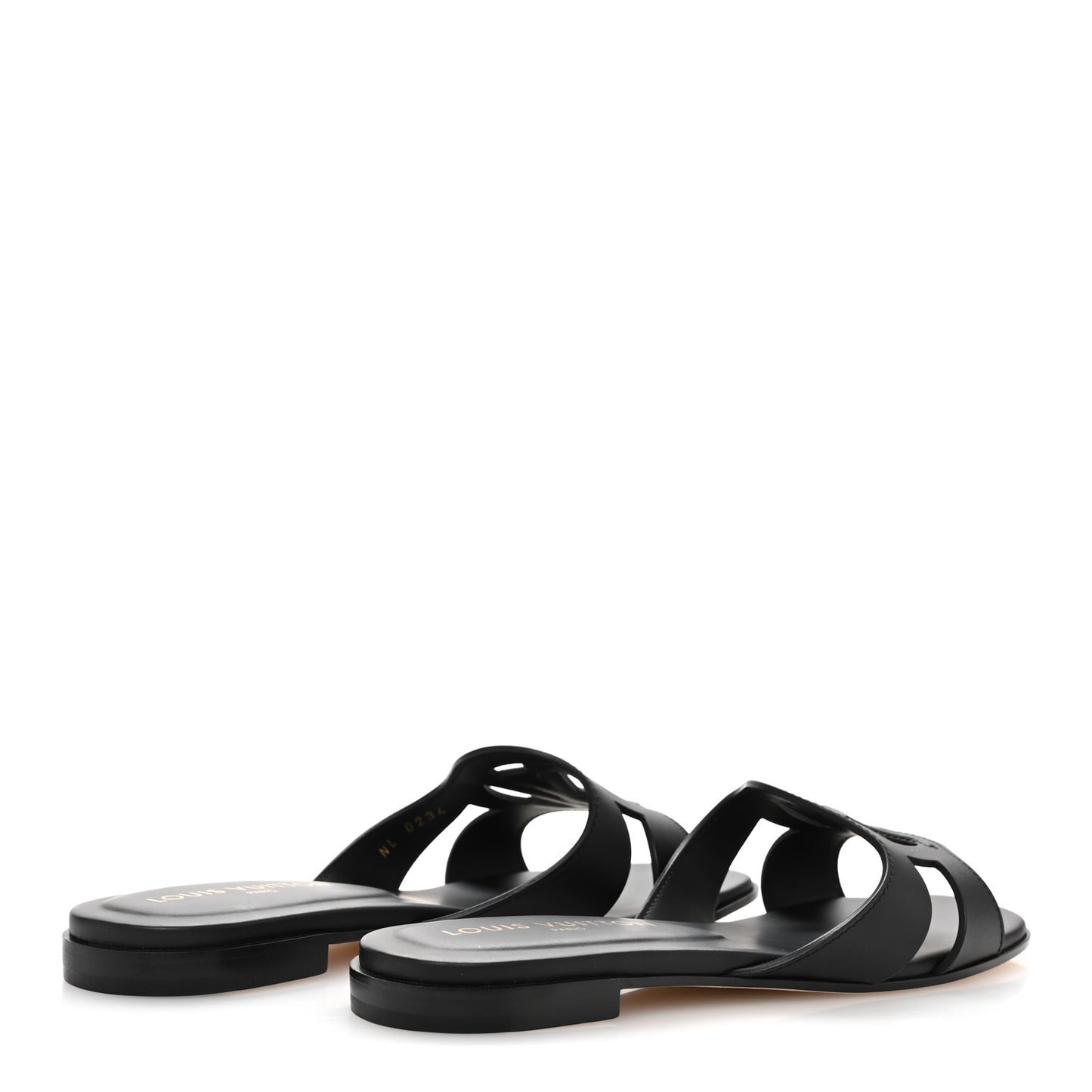 Calfskin LV Isola Flat Sandals 38 Black