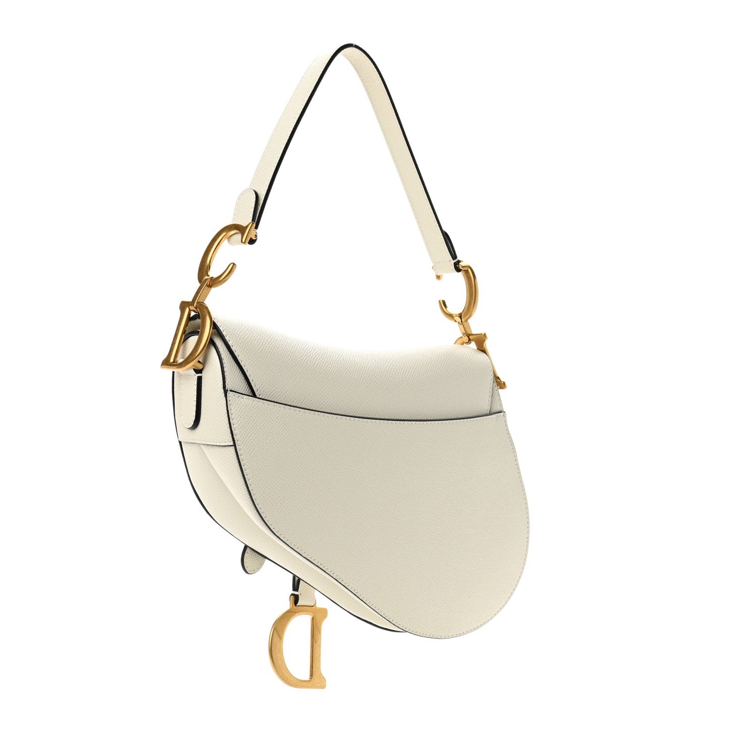 Grained Calfskin Saddle Bag White