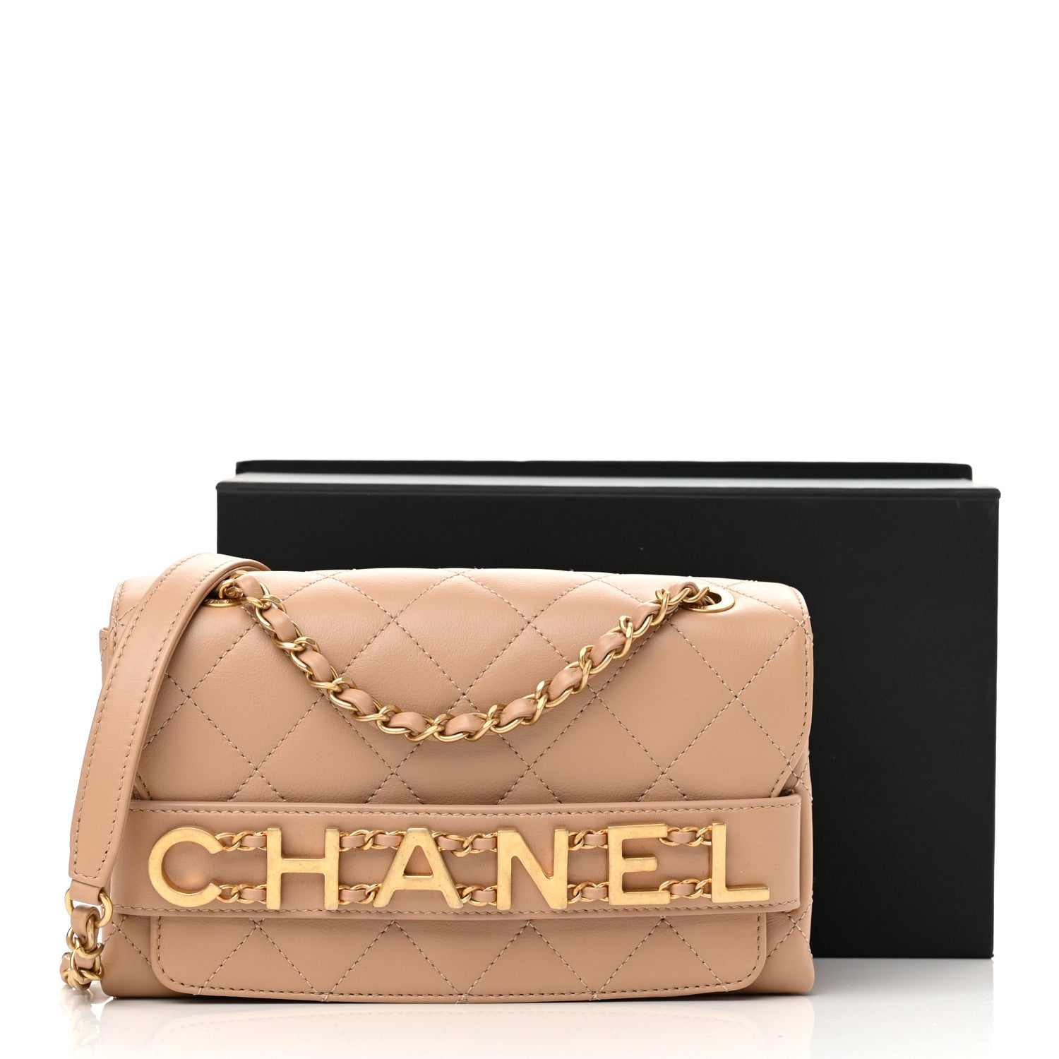 Chanel Calfskin Quilted Small Enchained Flap Beige 10 of 10