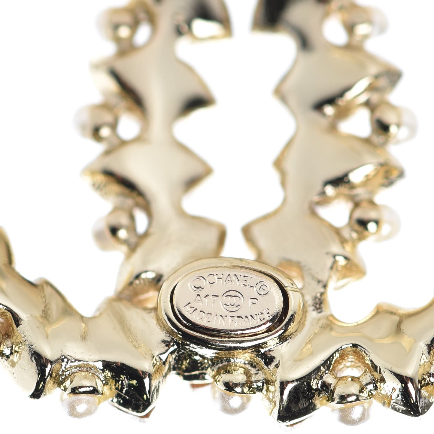 Crystal Pearl CC Earrings Gold