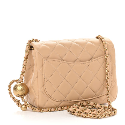 Chanel Lambskin Quilted Mini Pearl Crush Flap Beige 3 of 9