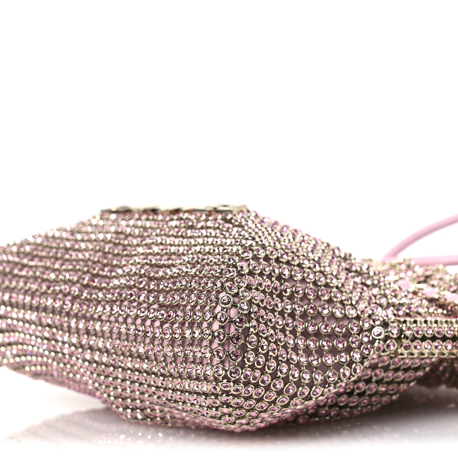 Chanel Crystal Embellished Metallic Lambskin Mini Chanel 22 Pink 10 of 11