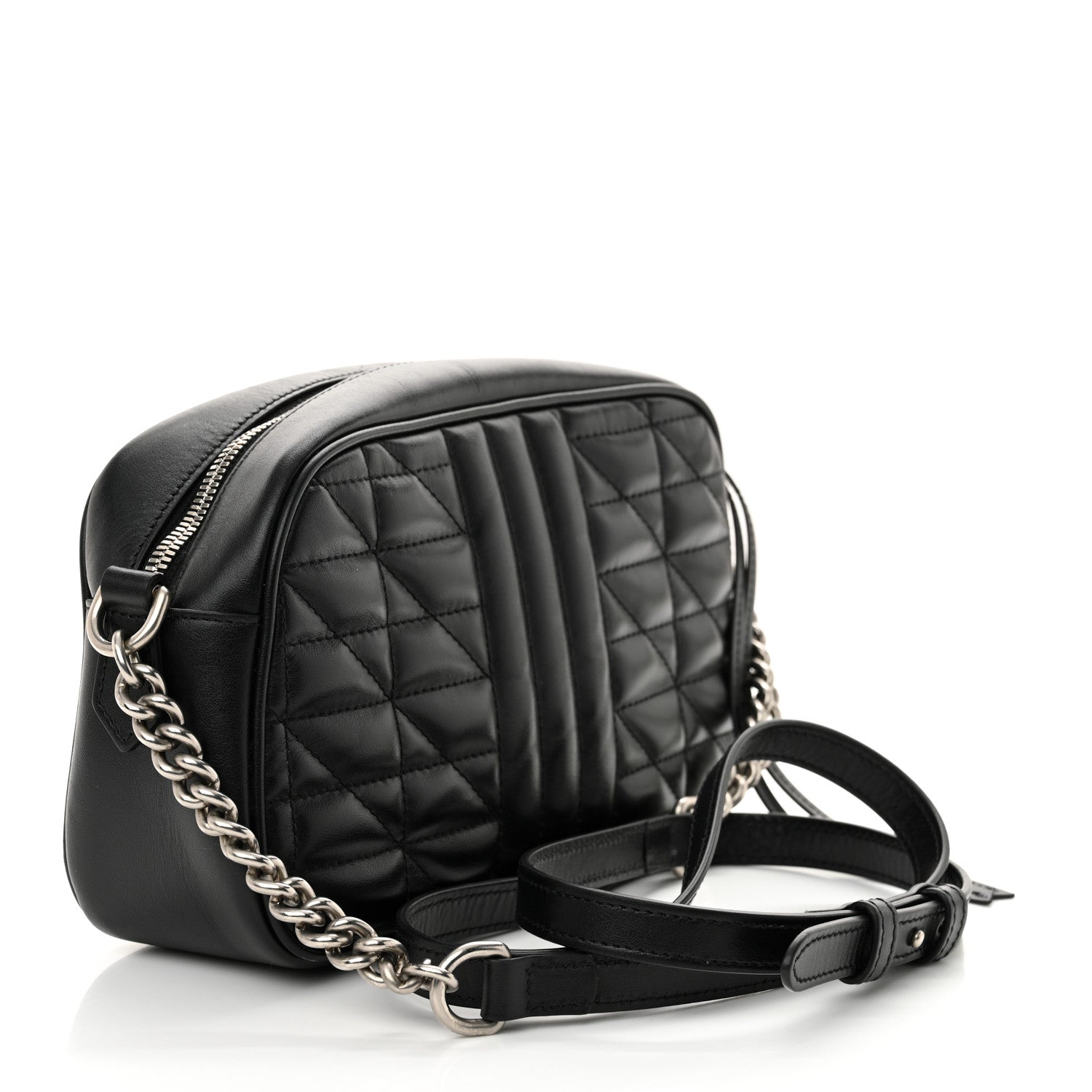 Gucci Calfskin Matelasse Aria Small GG Marmont Chain Shoulder Bag Black 3 of 11