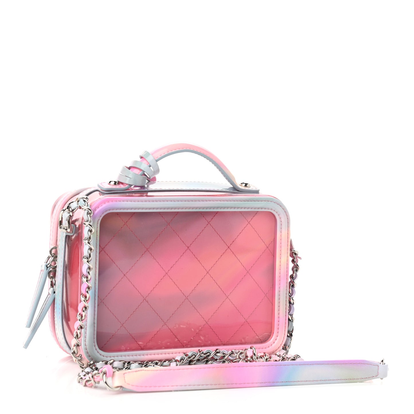 PVC Patent Calfskin Patent Lambskin Small CC Vanity Case Pink