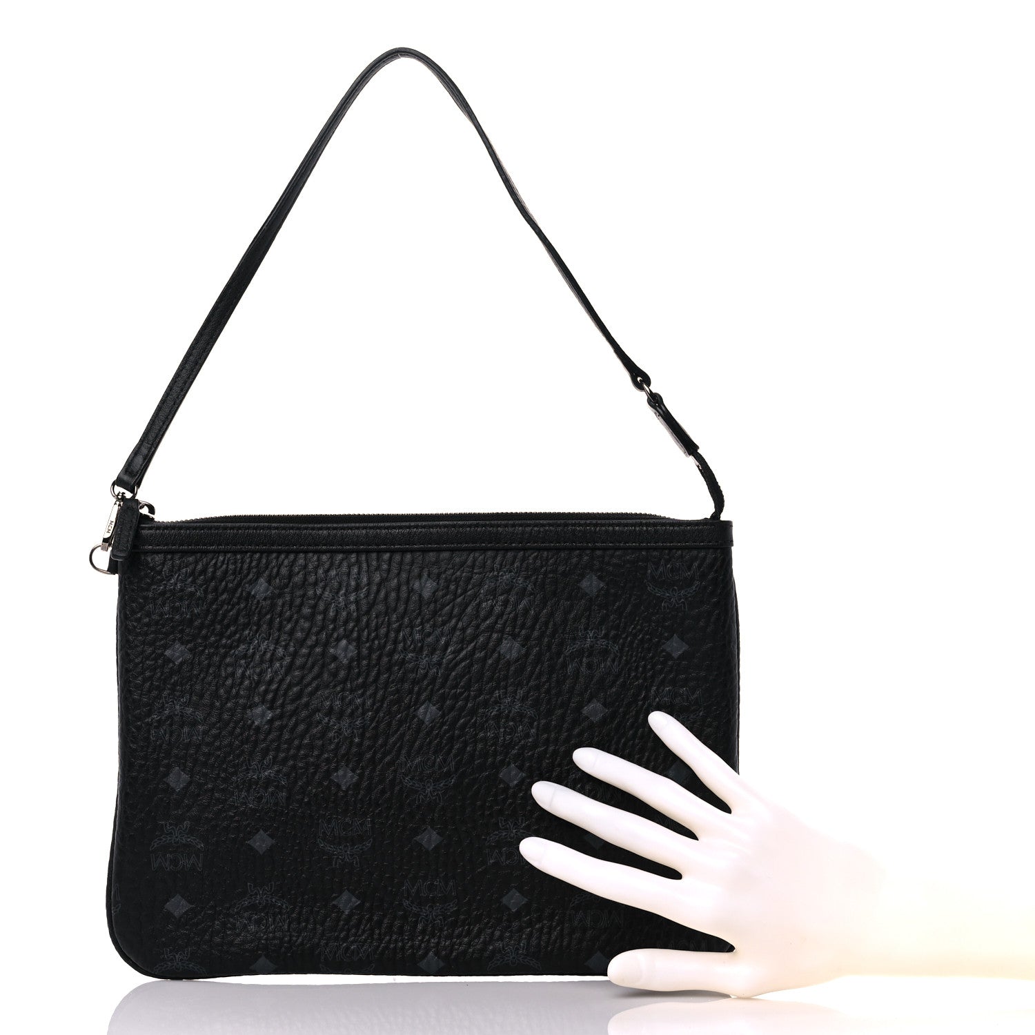 MCM Visetos Liz Shopper Tote Pouch Black 2 of 15
