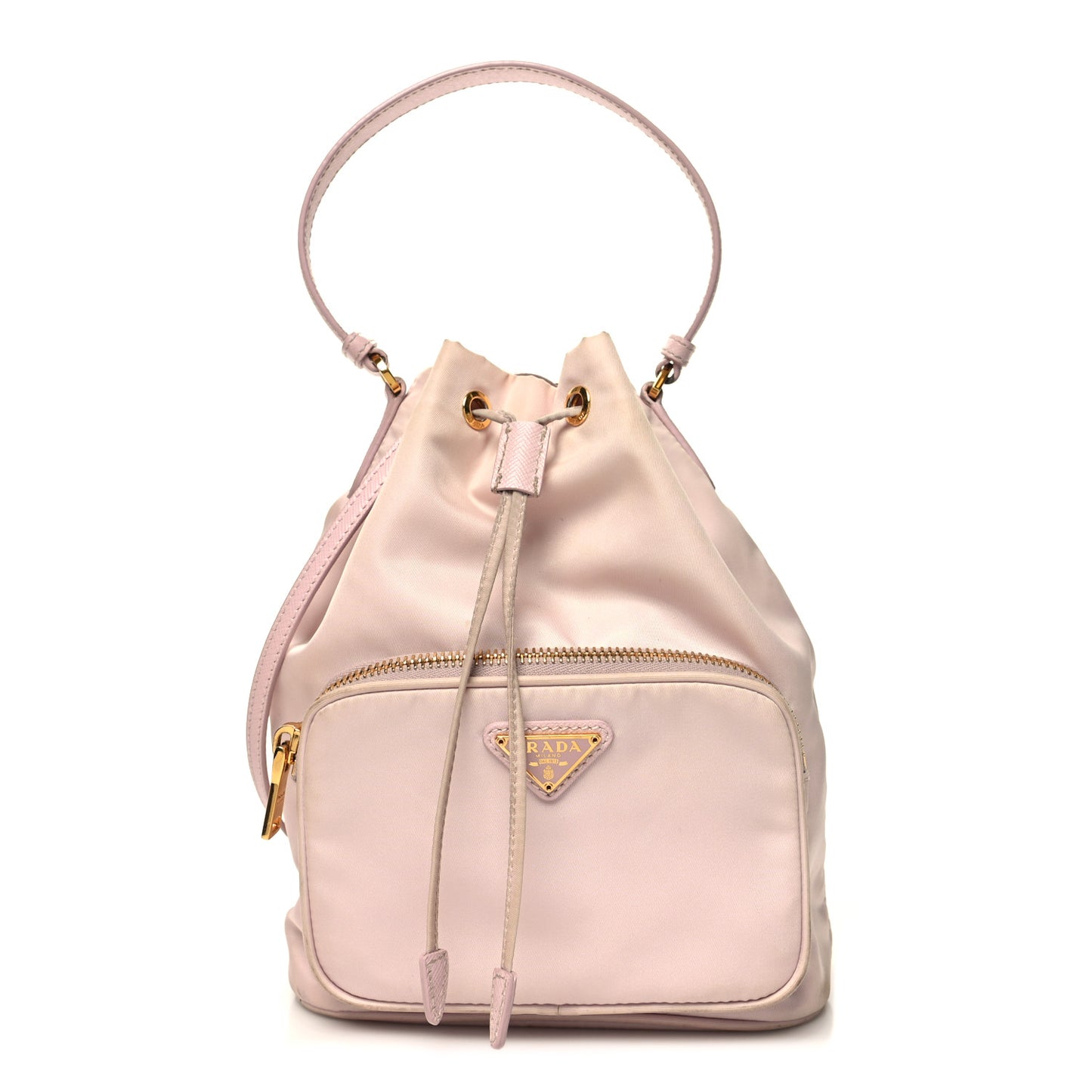 Re-Nylon Saffiano Duet Bucket Crossbody Bag Alabastro