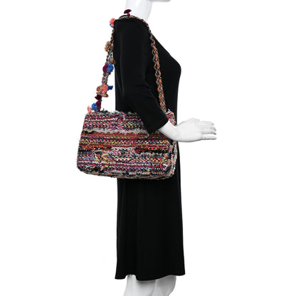 Chanel Tweed Pompom Paris Dubai Jumbo Flap Bag Multicolor 2 of 11