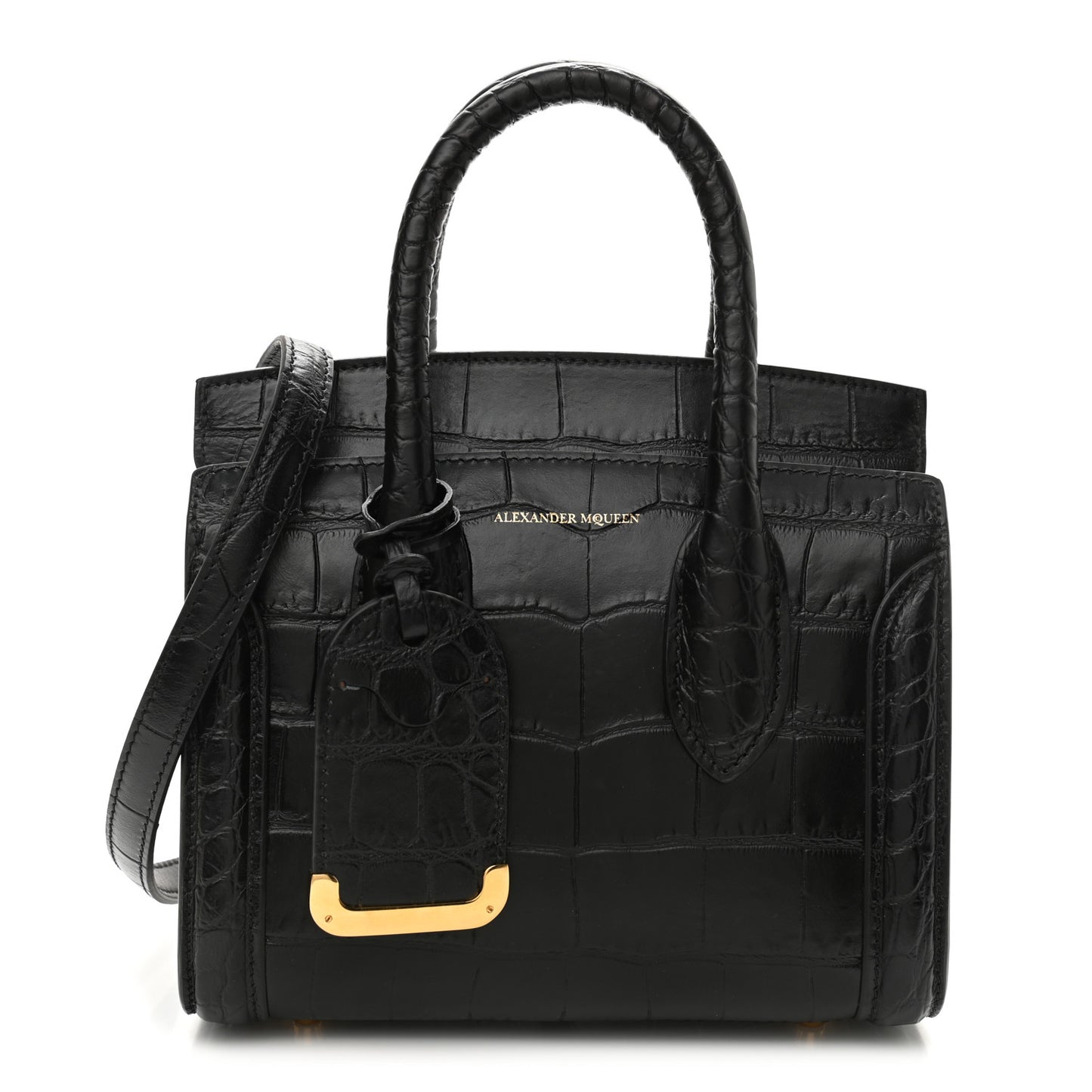 Calfskin Crocodile Embossed Mini Heroine 21 Black