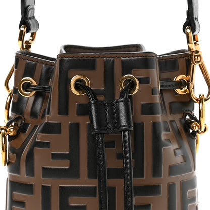 Fendi Vitello Liberty F is Fendi Bi-Color FF 1974 Embossed Mini Mon Tresor Bucket Bag Maya Black 8 of 10
