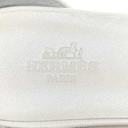 Hermes Goatskin Elda Espadrille Wedge Sandals 37 White 11 of 14