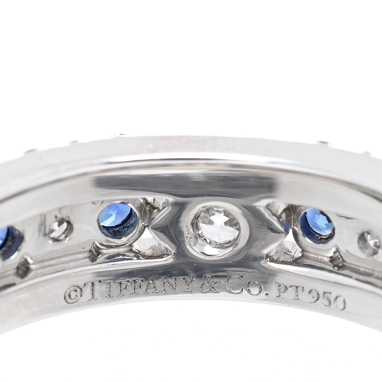 Platinum Diamond Blue Sapphire 4.5mm Jazz Band Ring 47 4