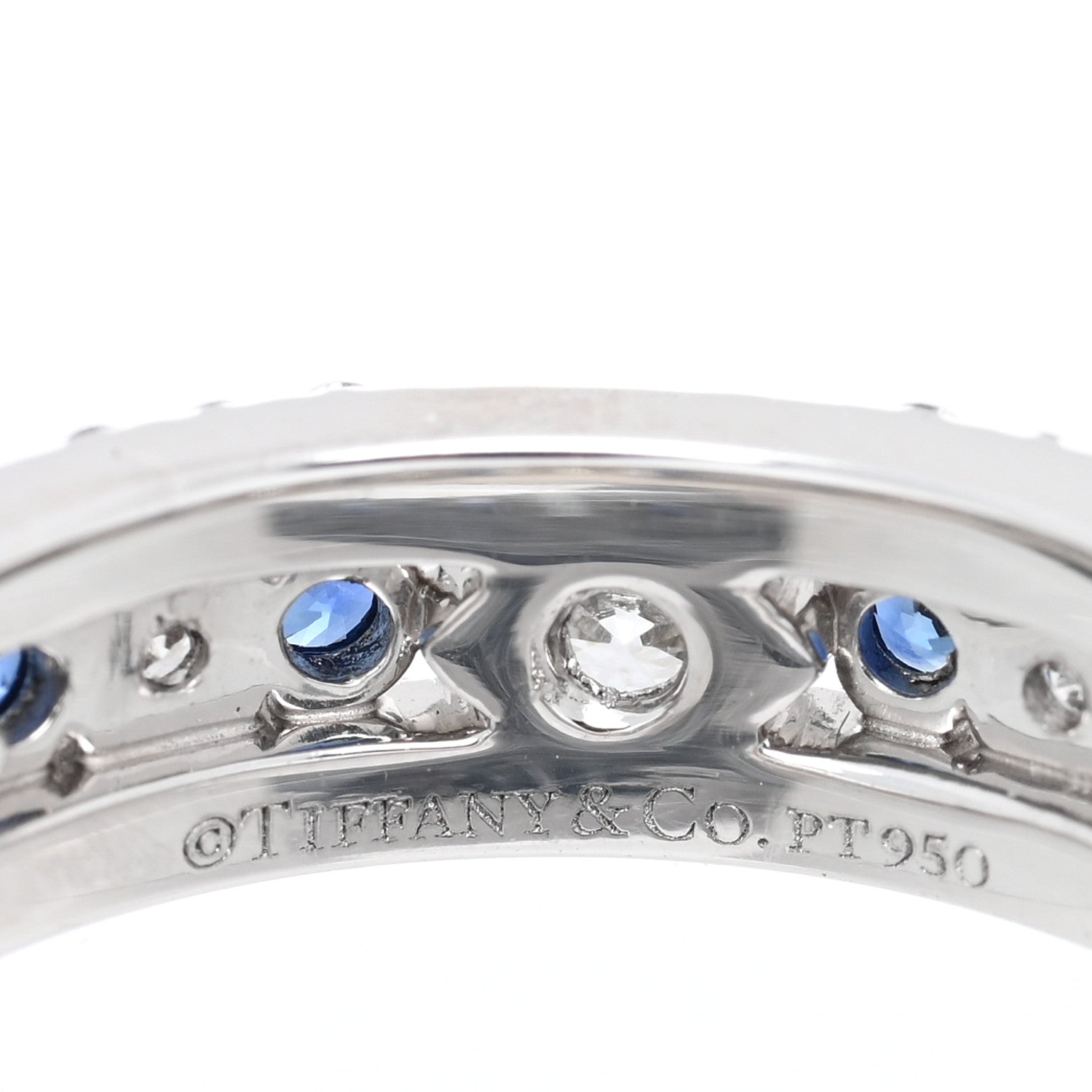 Tiffany Platinum Diamond Blue Sapphire 4.5mm Jazz Band Ring 47 4 4 of 5