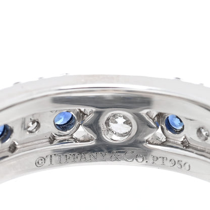 Tiffany Platinum Diamond Blue Sapphire 4.5mm Jazz Band Ring 47 4 4 of 5