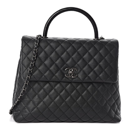 Chanel Caviar Lizard Quilted Large Coco Handle Flap Black 1 of 17