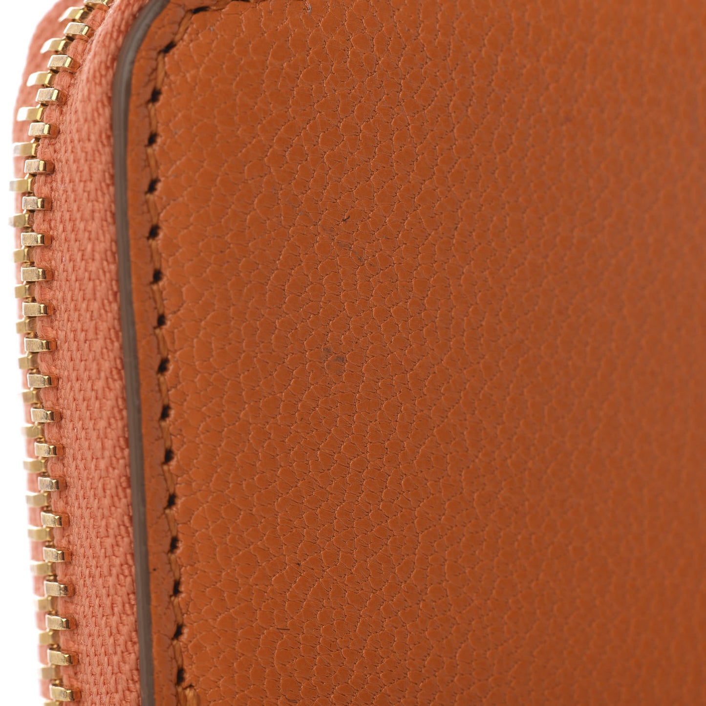 Calfskin Zip Coin Purse Orange