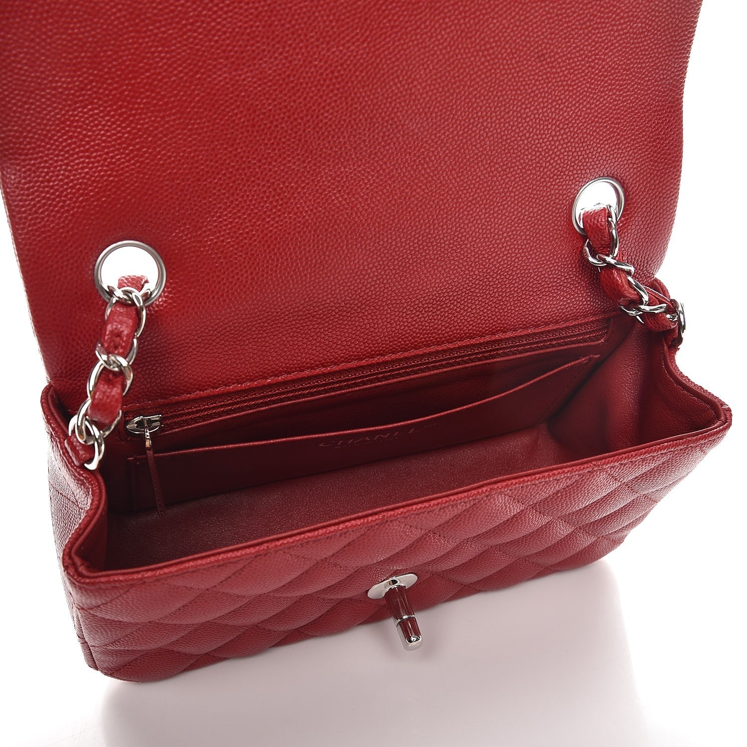Chanel Caviar Quilted Mini Rectangular Flap Red 5 of 8