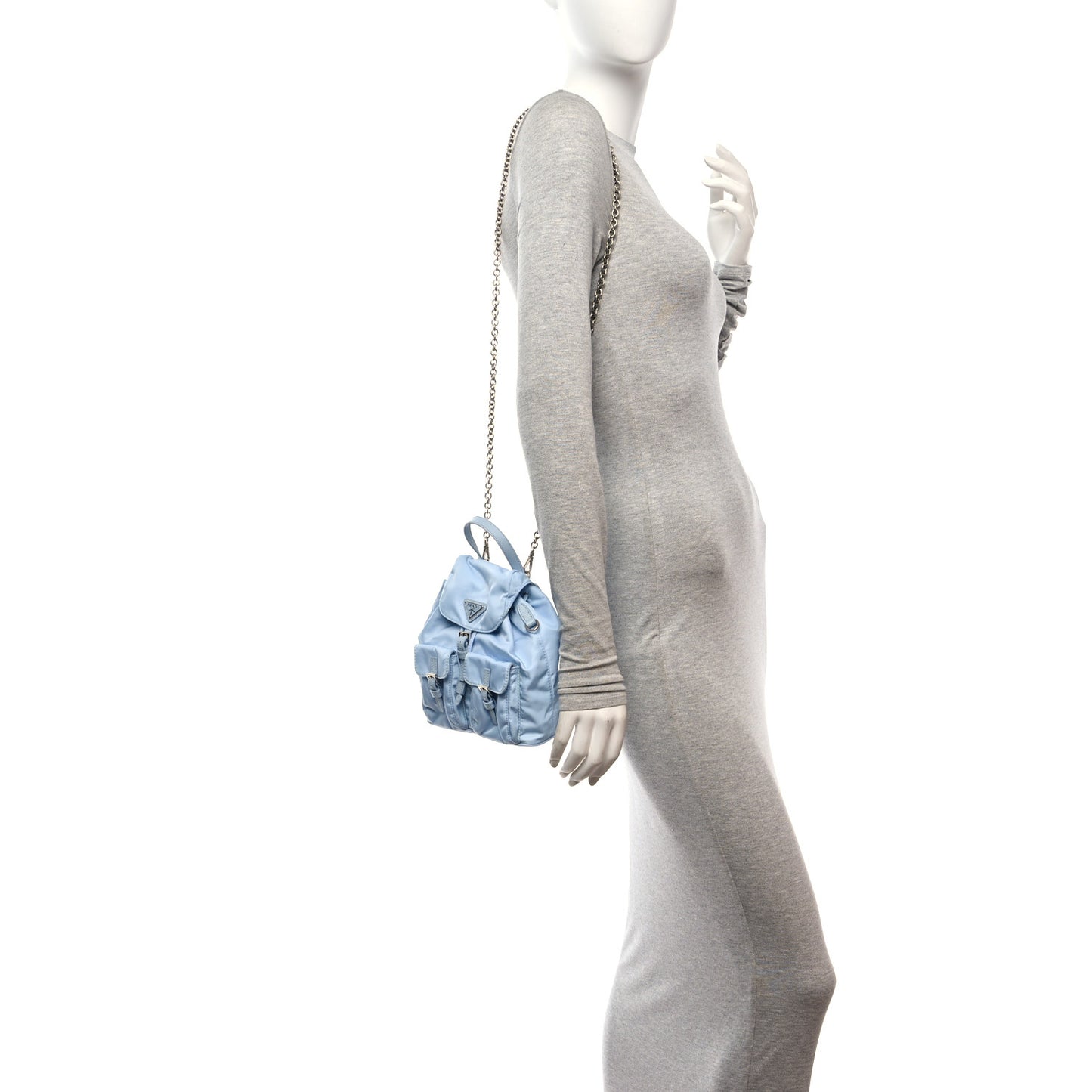 Nylon Vela Mini Crossbody Backpack Light Blue