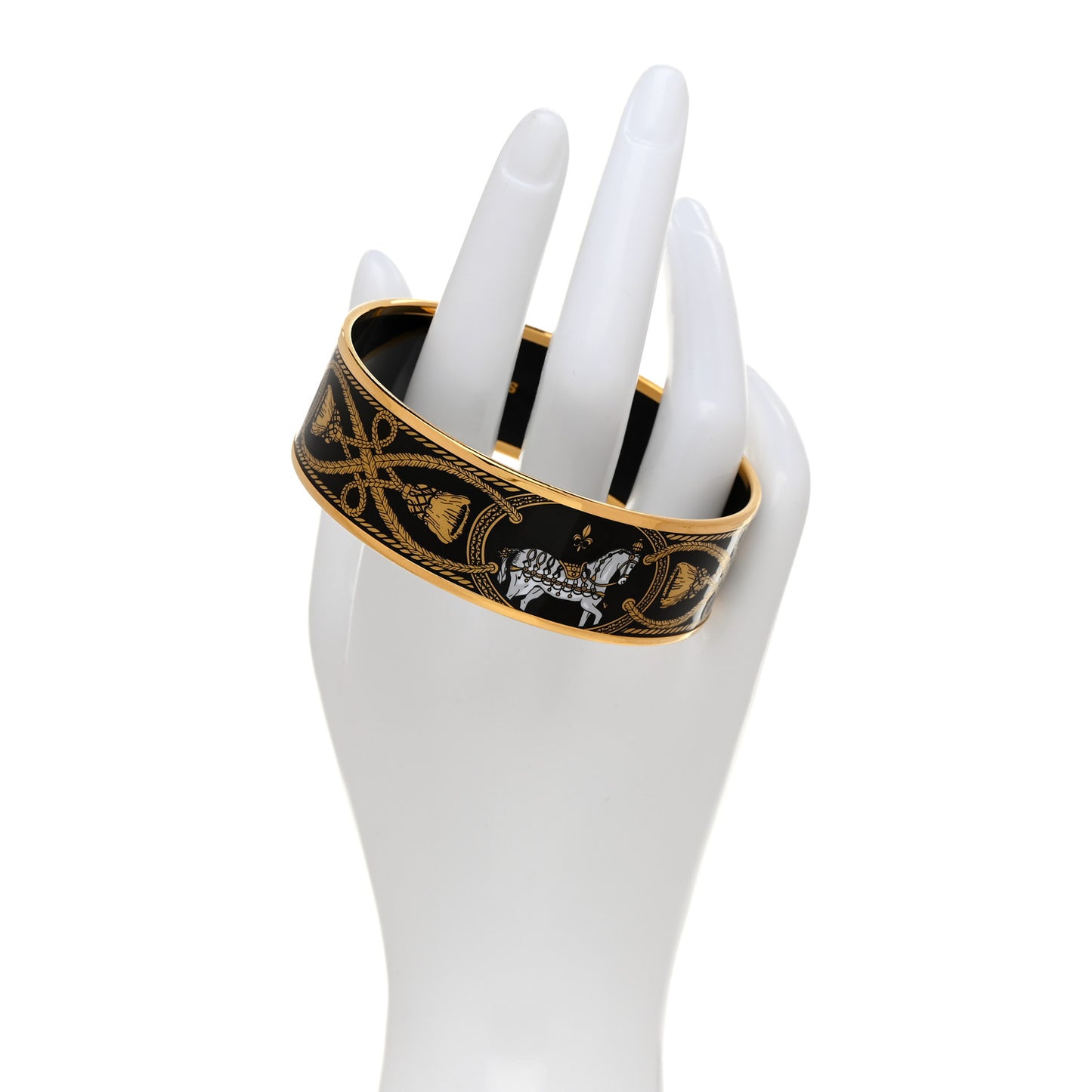 Enamel Printed Wide Grand Apparat Bracelet 70  Black