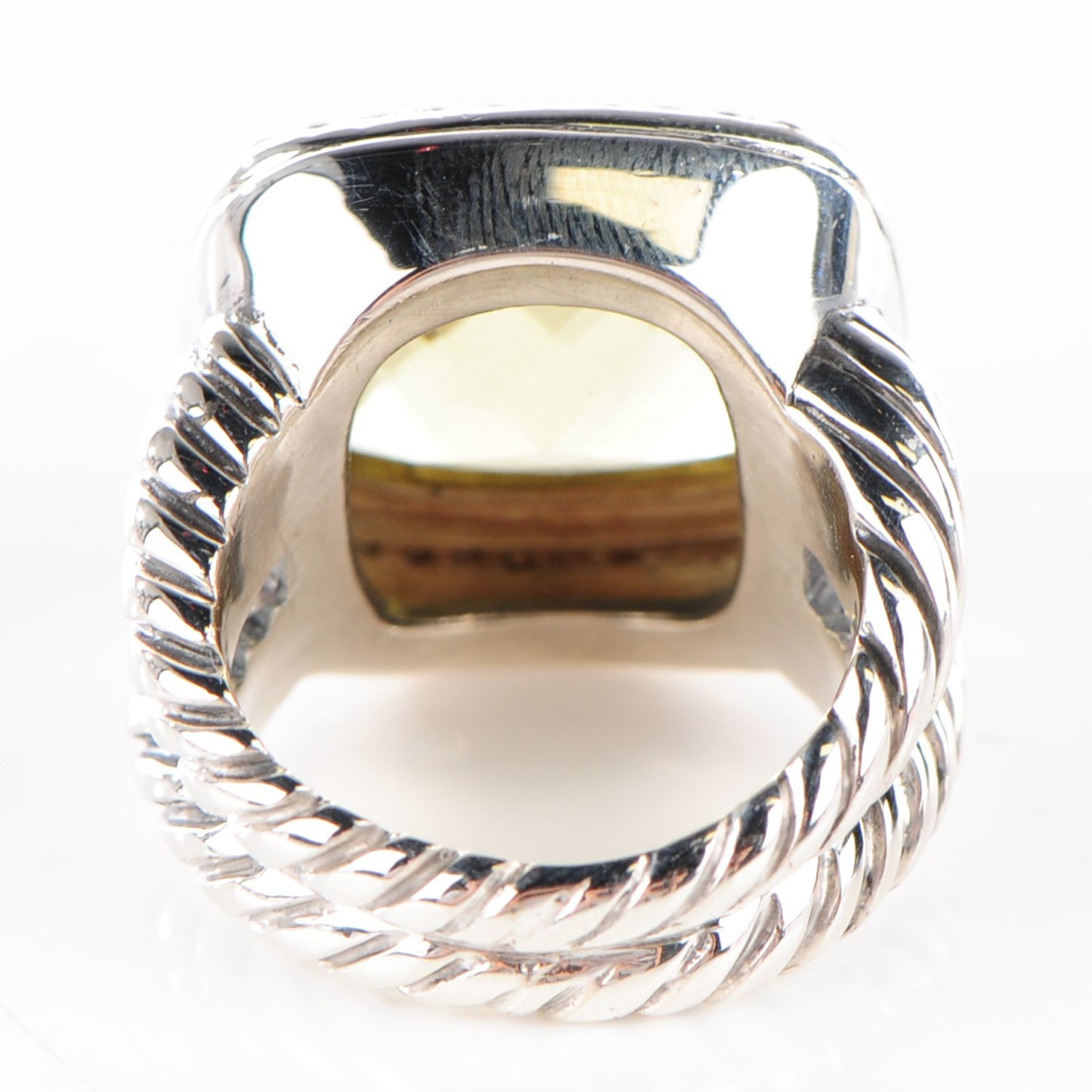 Sterling Silver 18K White Gold Diamond Lemon Quartz 14mm Albion Ring 47 4