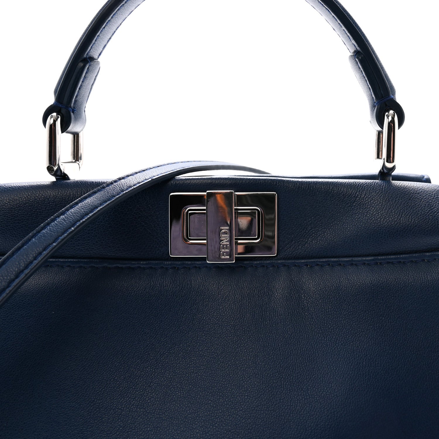 Fendi Nappa Mini Peekaboo Iconic Satchel Dark Blue 8 of 10