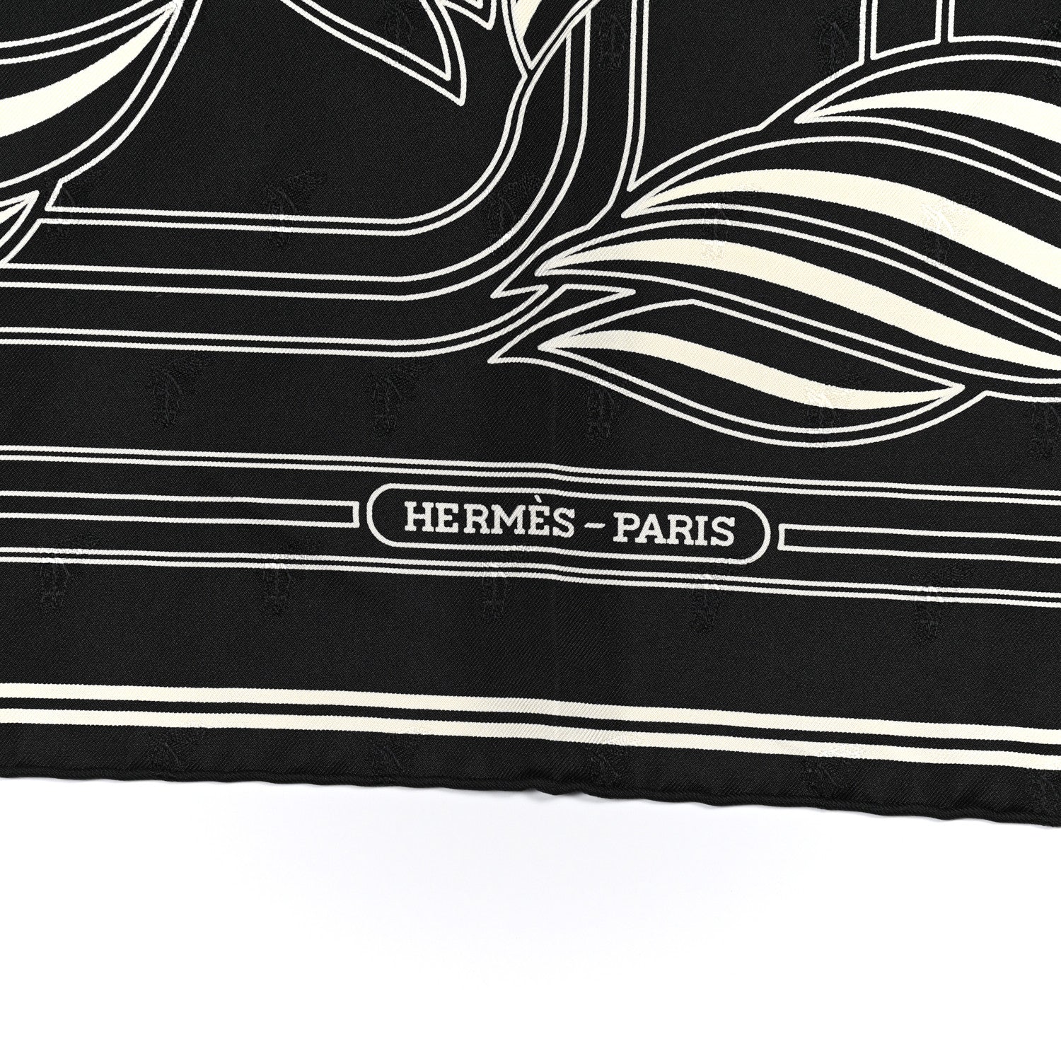 Hermes Silk Quadrige Au Fil Scarf 70 Black Creme 4 of 7