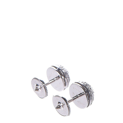 Cartier 18K White Gold Pave Diamond Round Earrings 4 of 5