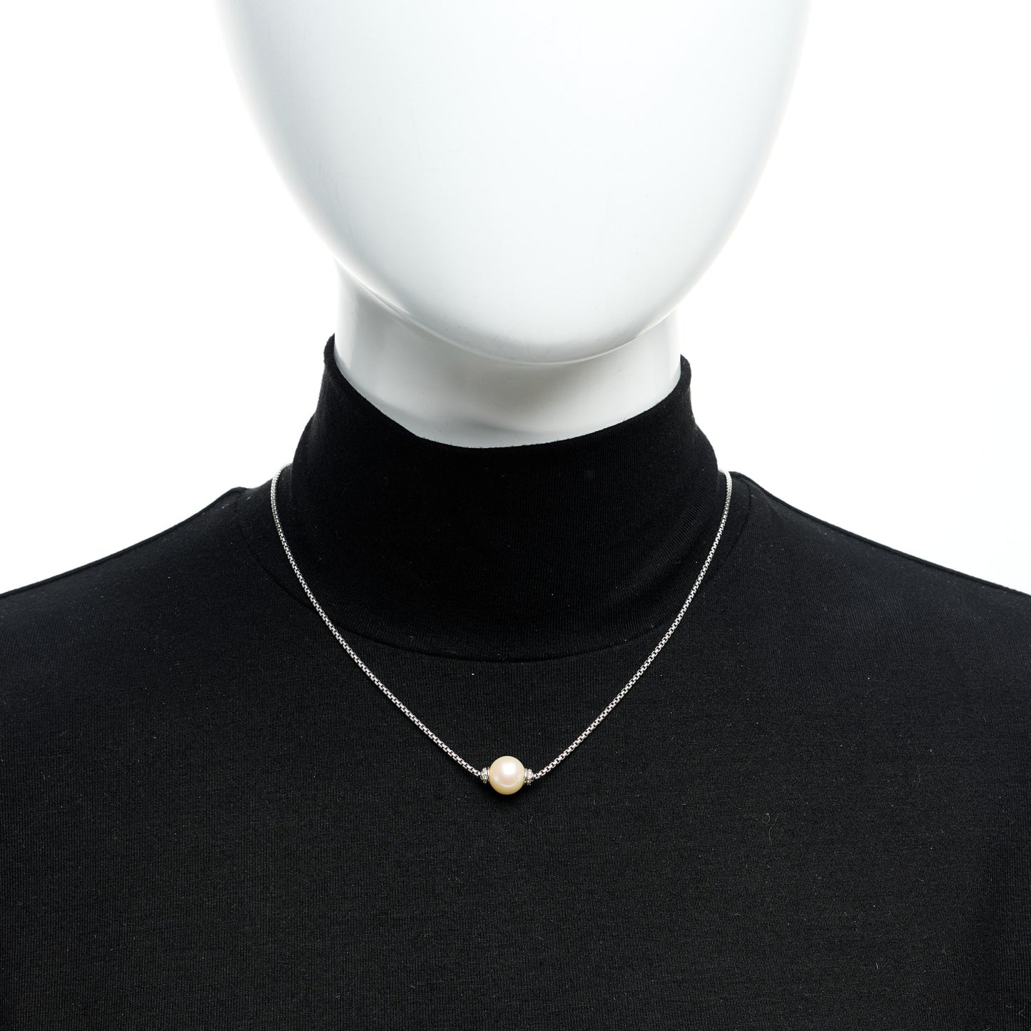 Sterling Silver Cultured Pearl Diamond 9.5-10mm Pendant Necklace