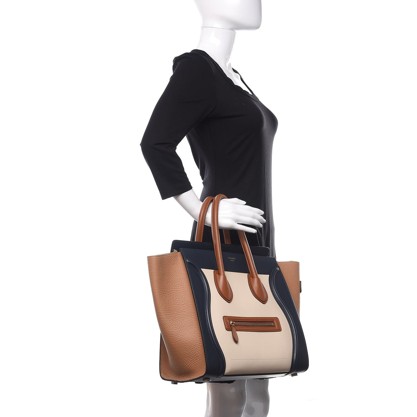 Smooth Calfskin Mini Tri-Color Luggage Brown