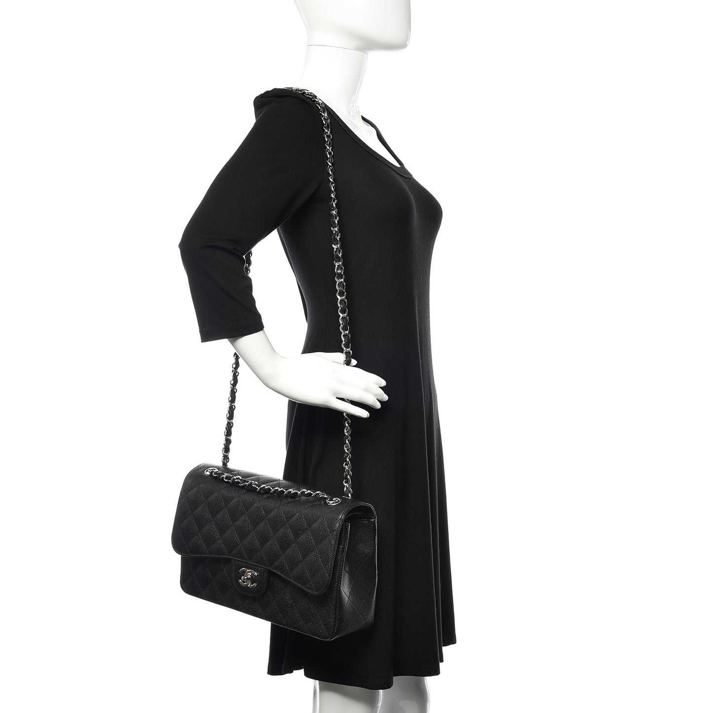 Caviar Quilted Jumbo Double Flap Black
