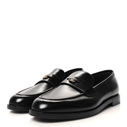 Chanel Shiny Calfskin CC Moccasin Loafers 39 Black 3 of 9