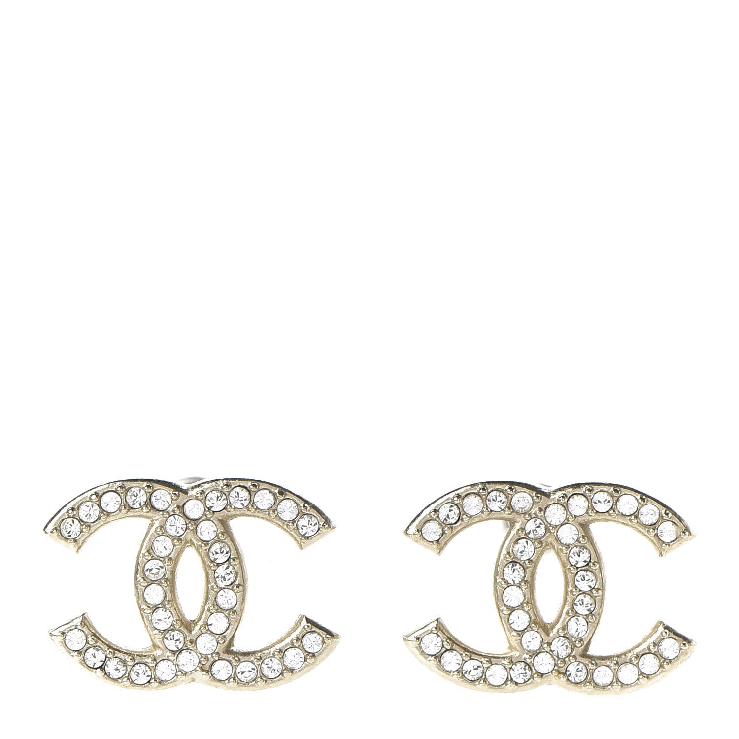Chanel Crystal CC Earrings Light Gold 1 of 5