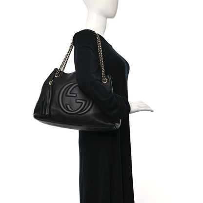 Gucci Pebbled Calfskin Medium Soho Chain Shoulder Bag Black 3 of 12