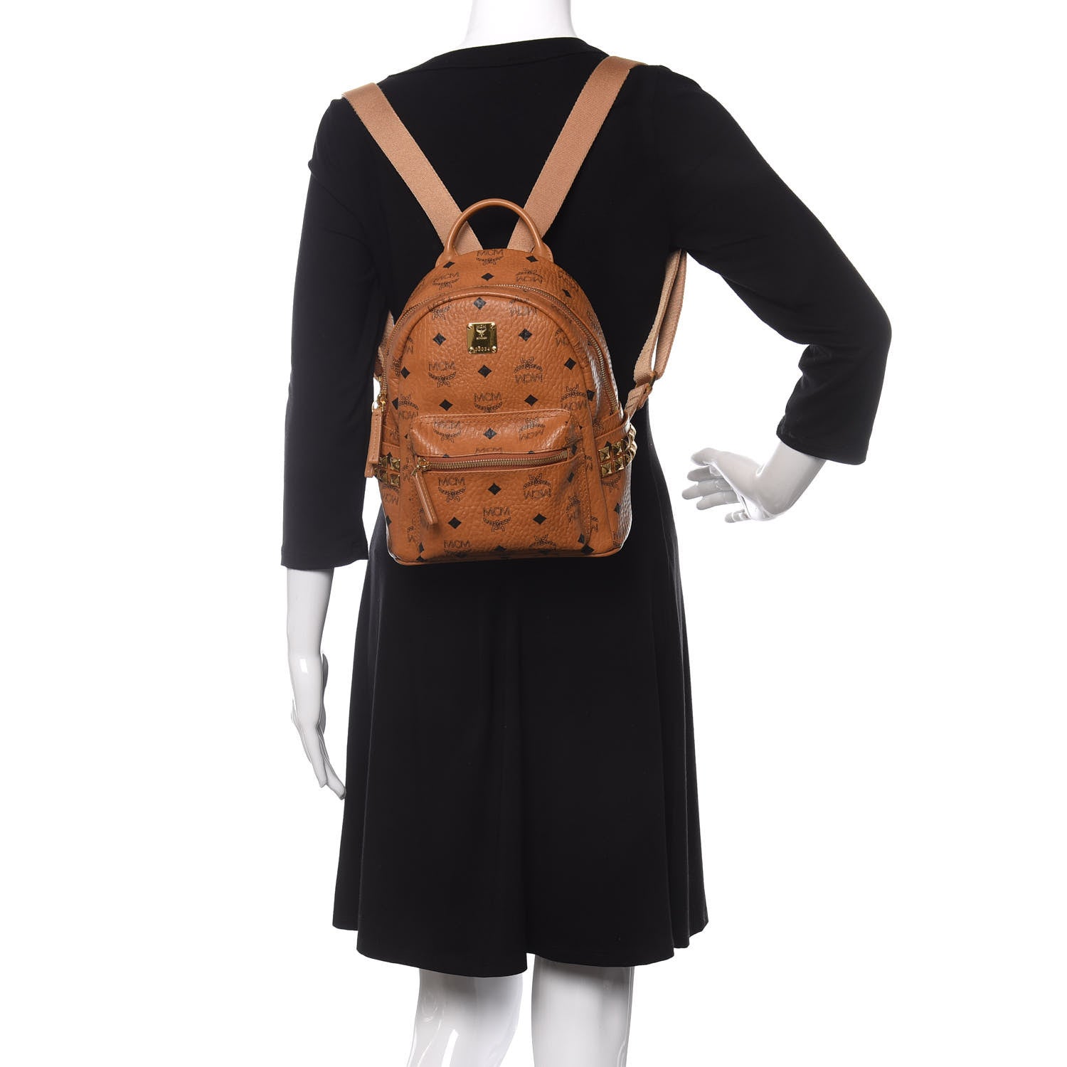 MCM Visetos Side Stud Mini Stark Backpack Cognac 2 of 10