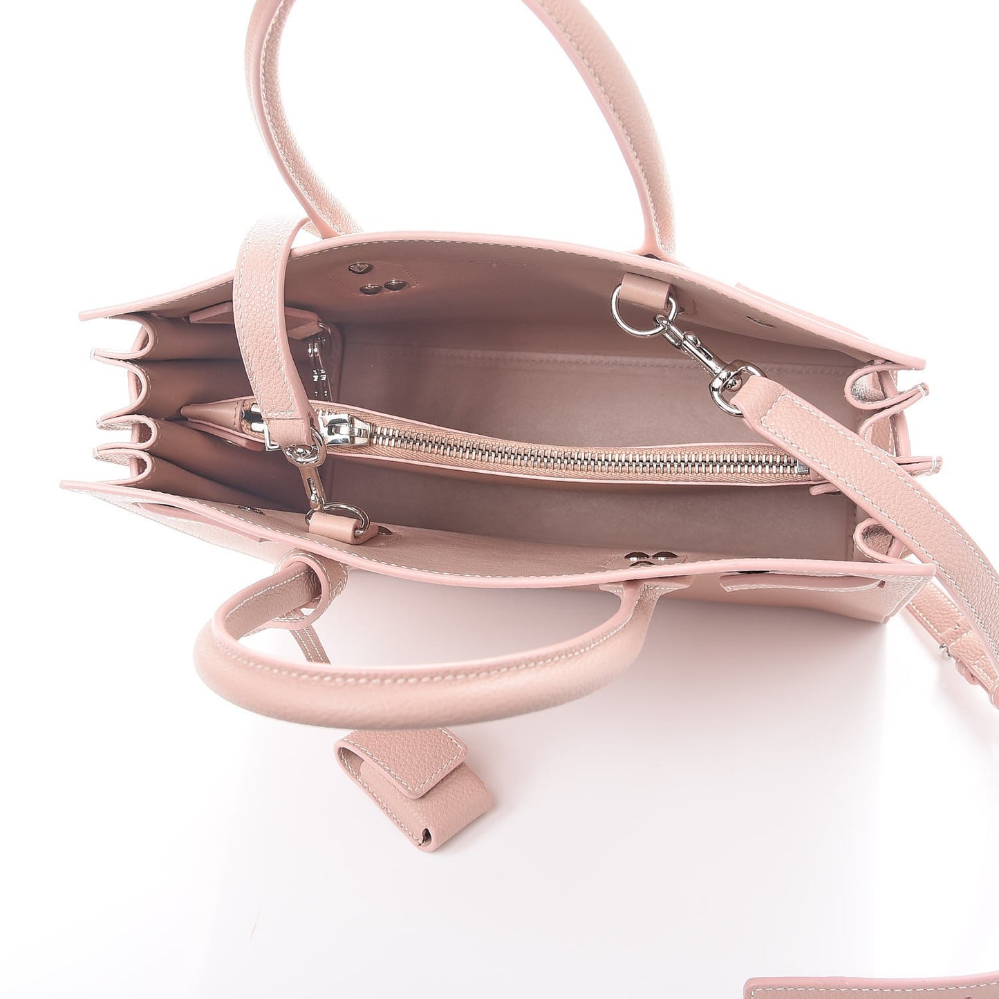 Grained Calfskin Topstich Baby Sac De Jour Antique Rose
