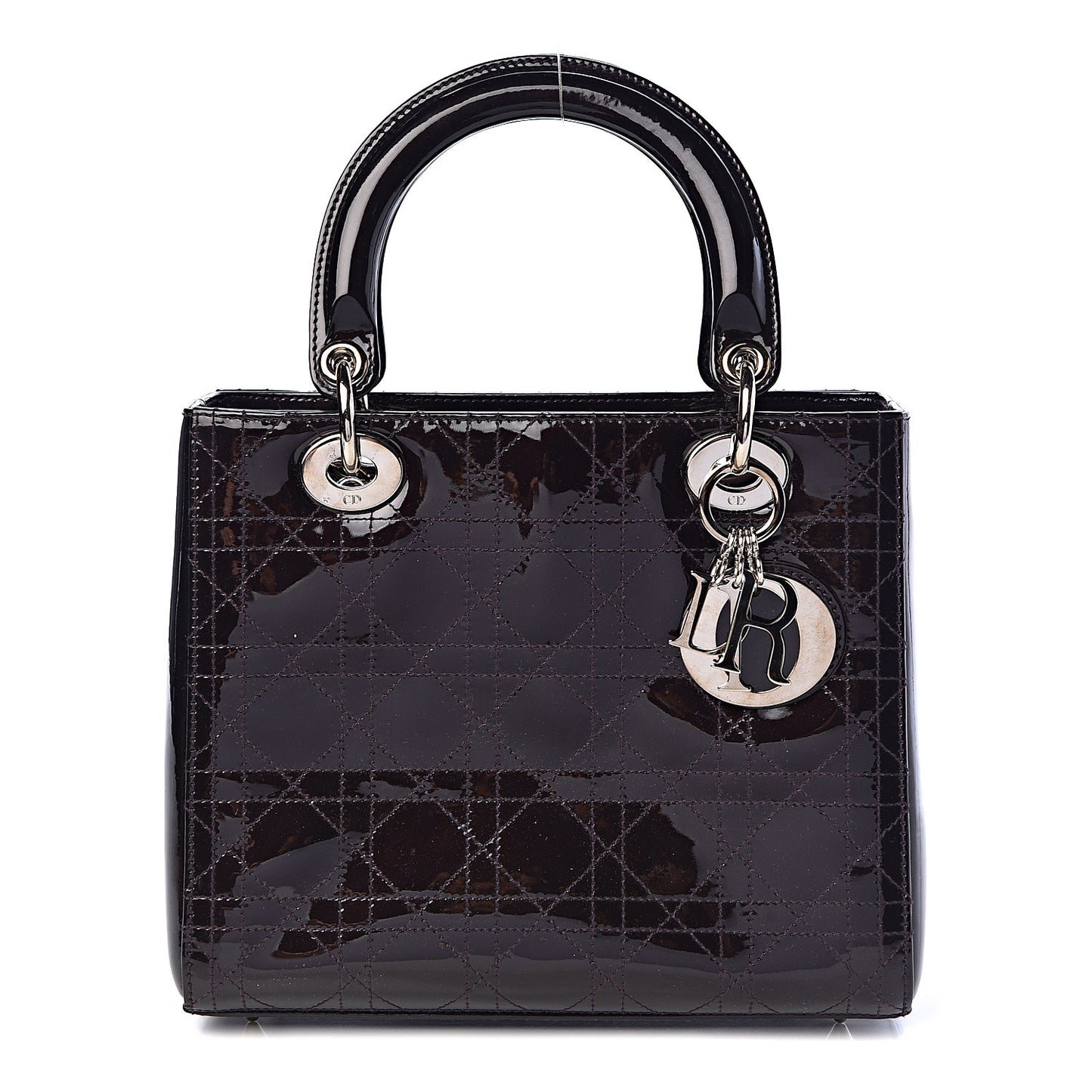 Patent Calfskin Cannage Stitched Medium Lady Dior Amethyste
