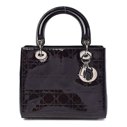 Christian Dior Patent Calfskin Cannage Stitched Medium Lady Dior Amethyste 2 of 10