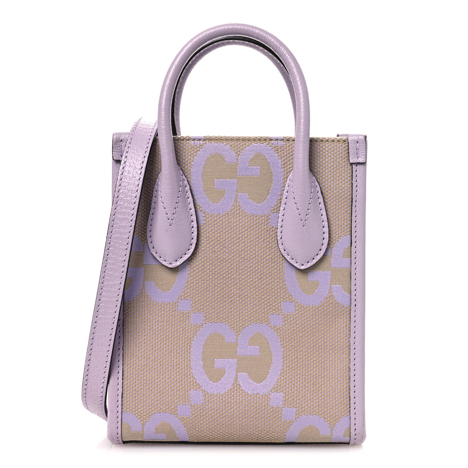 Gucci Monogram Jumbo GG Textured Dollar Calfskin Mini Tote Bag Beige Lapis 1 of 12