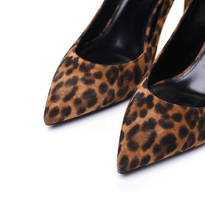 Saint Laurent Suede Leopard Printed Anja Pumps 40 Natural Coffee 8 of 13