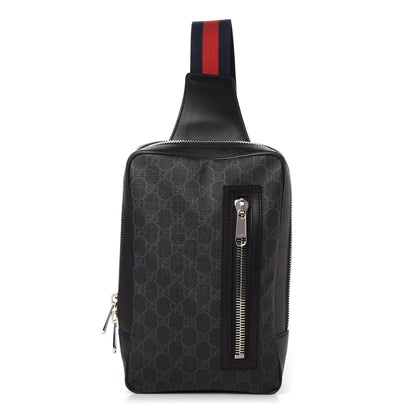 Gucci GG Supreme Monogram Web Belt Bag Black Grey 1 of 11