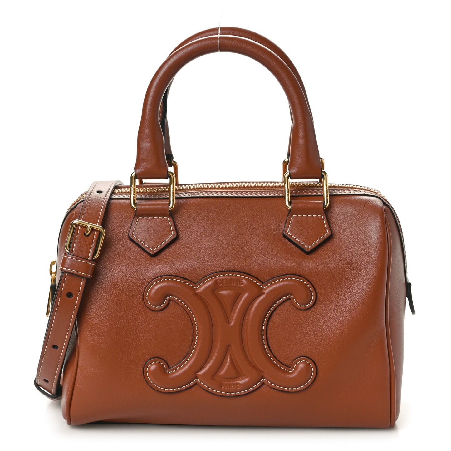 Smooth Calfskin Triomphe Small Boston Bag Tan