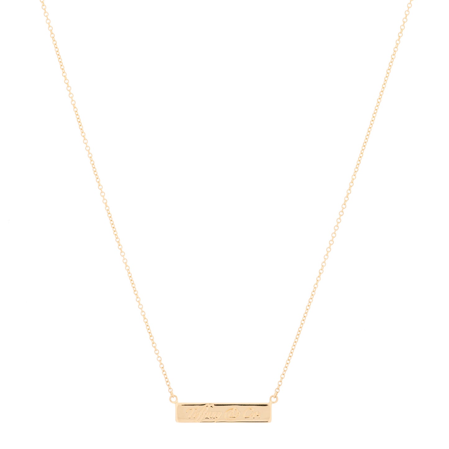 18K Yellow Gold Notes Bar Pendant Necklace