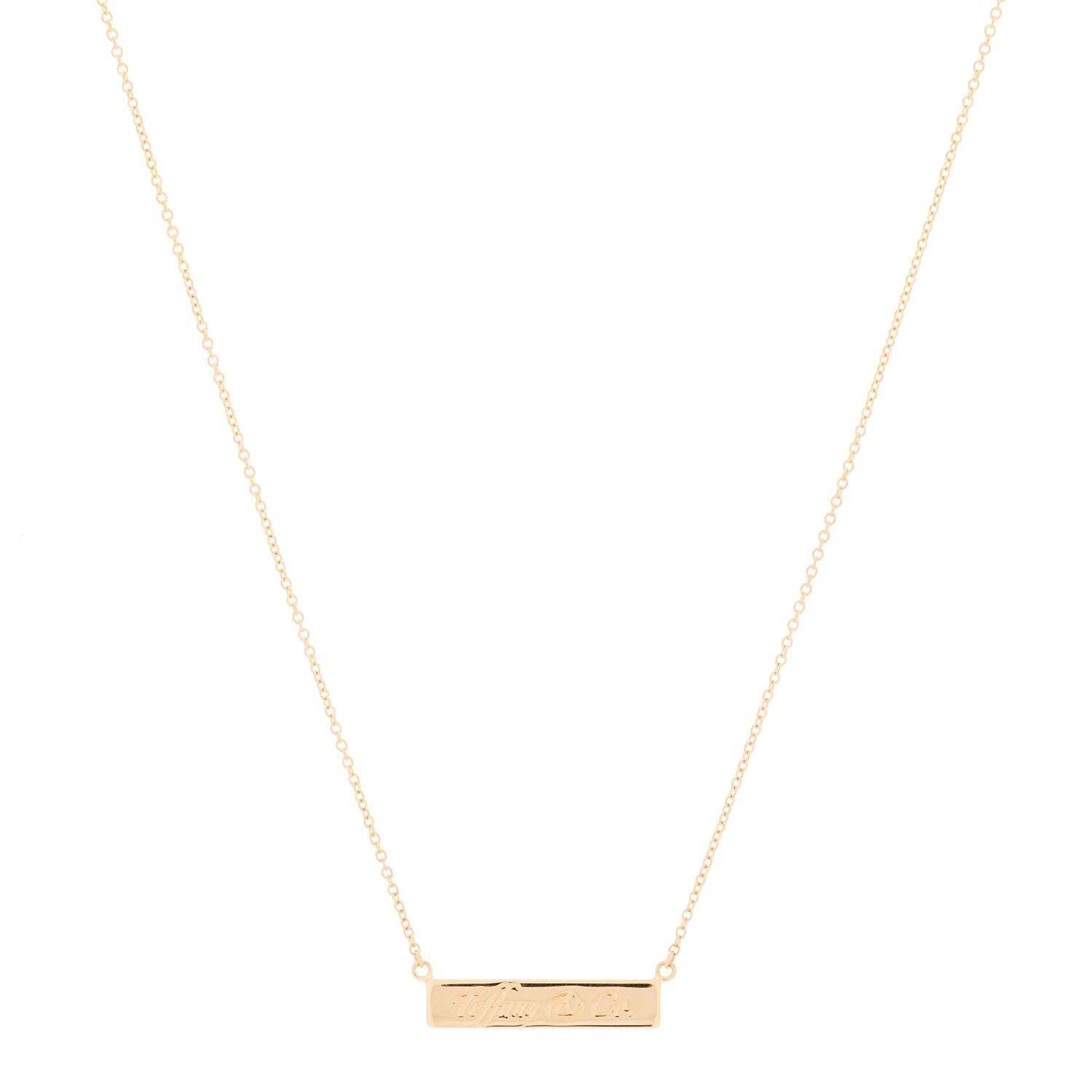 Tiffany 18K Yellow Gold Notes Bar Pendant Necklace 1 of 3