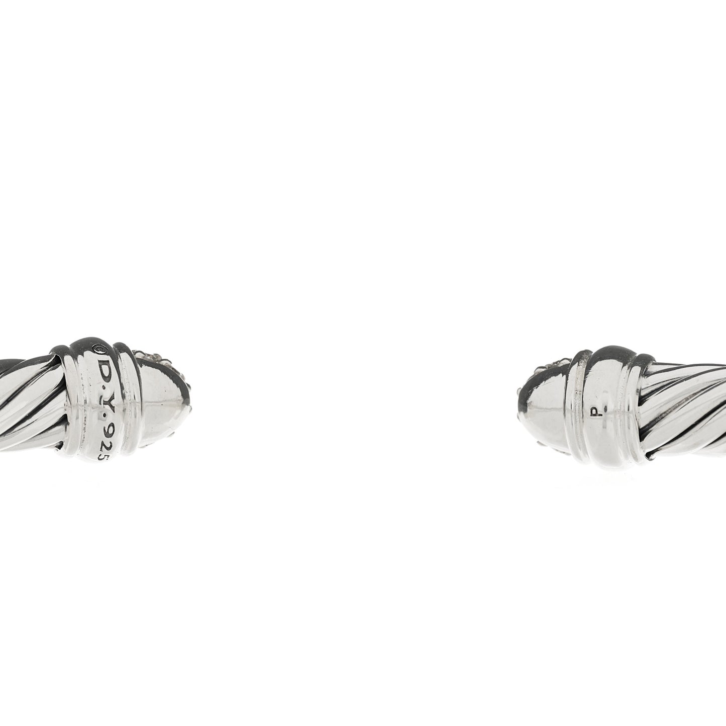 Sterling Silver Pave Diamond 5mm Cable Classics Bracelet