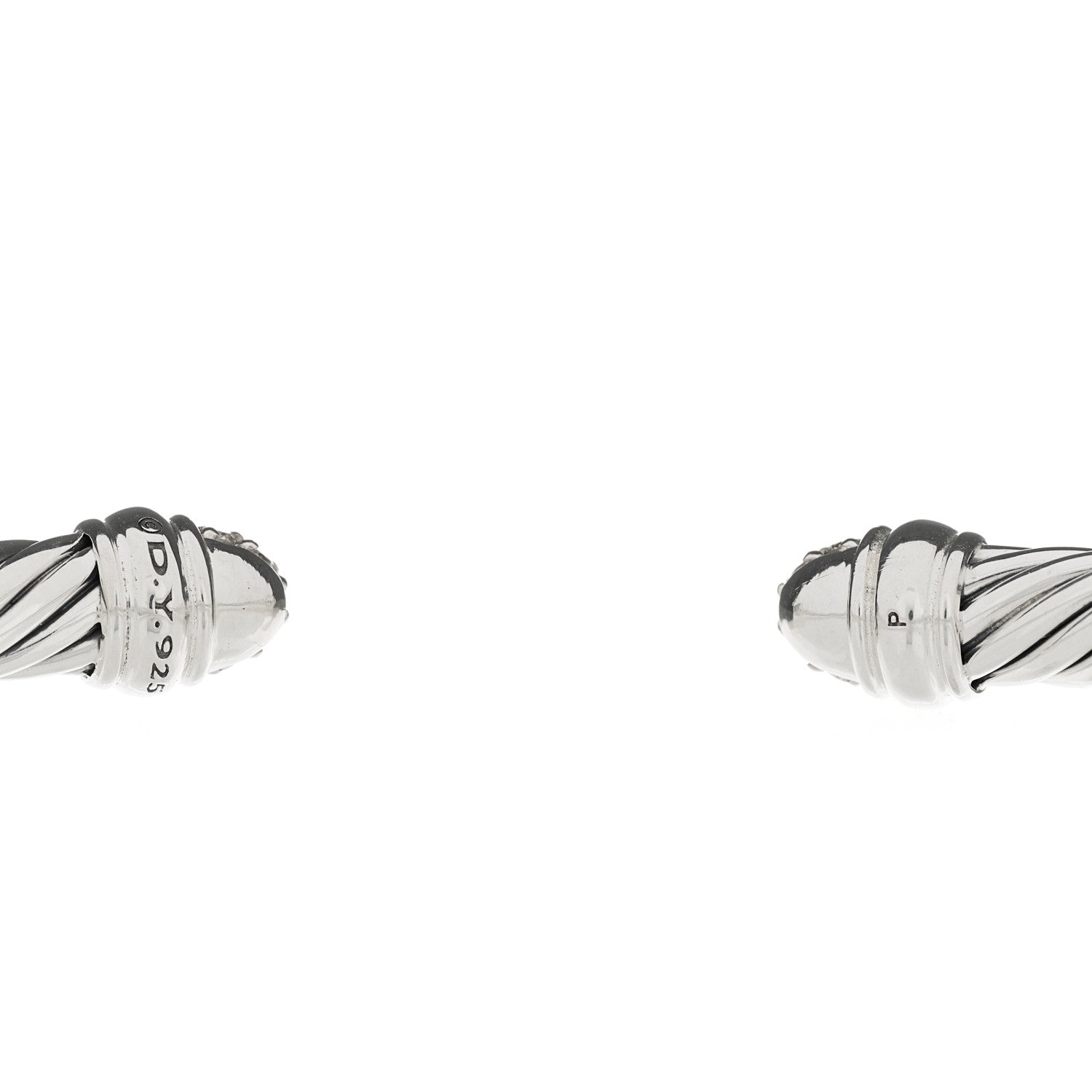 David Yurman Sterling Silver Pave Diamond 5mm Cable Classics Bracelet 3 of 3