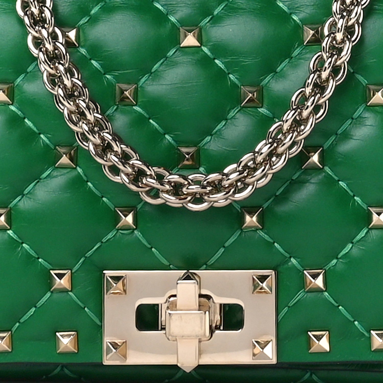 Valentino Garavani Calfskin Rockstud Spike Convertible Shoulder Bag Gea Green 9 of 13