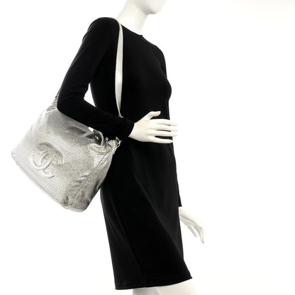 Chanel Metallic Glazed Calfskin Perforated Medium Rodeo Drive Tote Silver 2 of 8