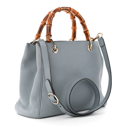 Gucci Calfskin Small Bamboo Shopper Tote Light Blue 3 of 10